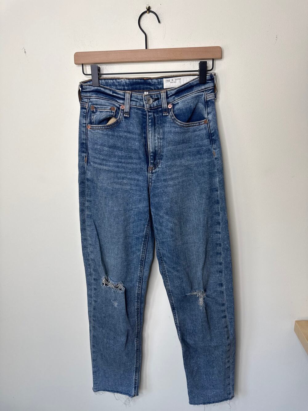 RAG & BONE Nina High Rise Ankle Cigarette Denim Jeans Blue Size 25